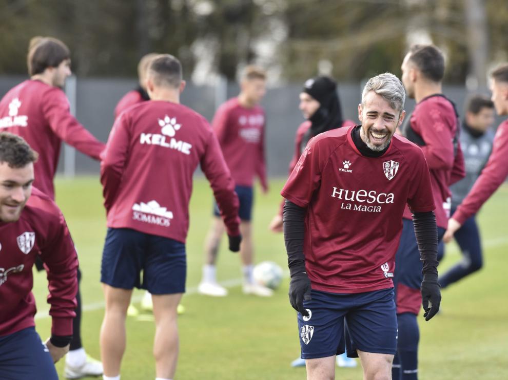 Luisinho, durante el entrenamiento de este martes en el Pirámide.