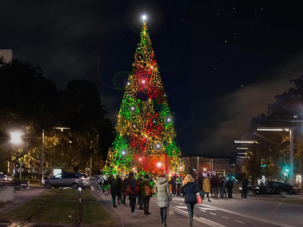 Recreación del aspecto del árbol de Navidad que se colocará en la plaza de Paraíso.