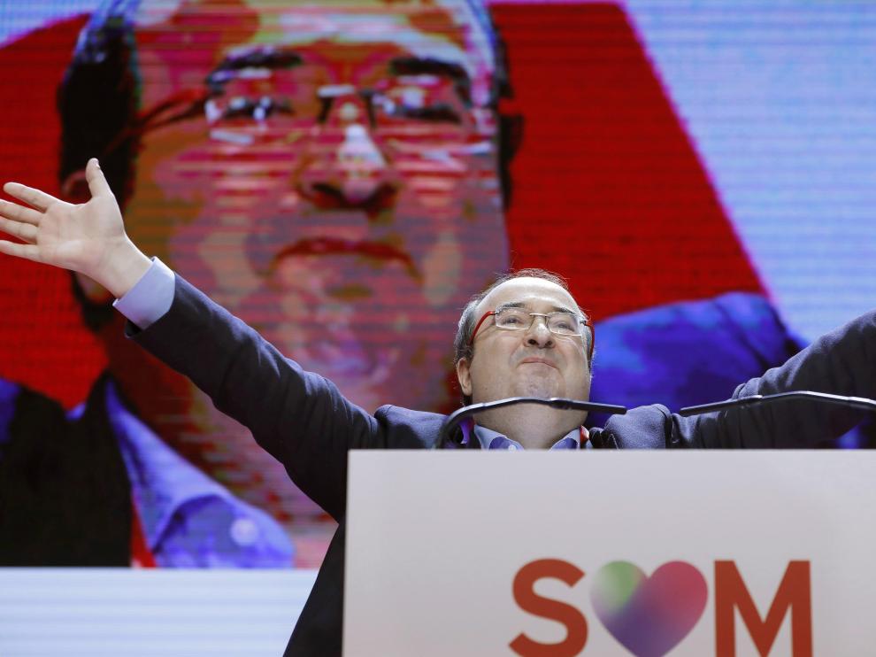Miquel Iceta tras ser reelegido este sábado como líder de los socialistas catalanes durante la segunda jornada de su congreso celebrado en Barcelona