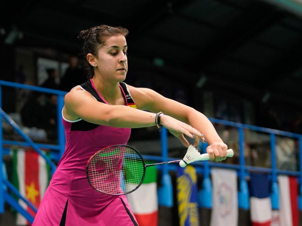 Carolina Marín, en acción en Milán
