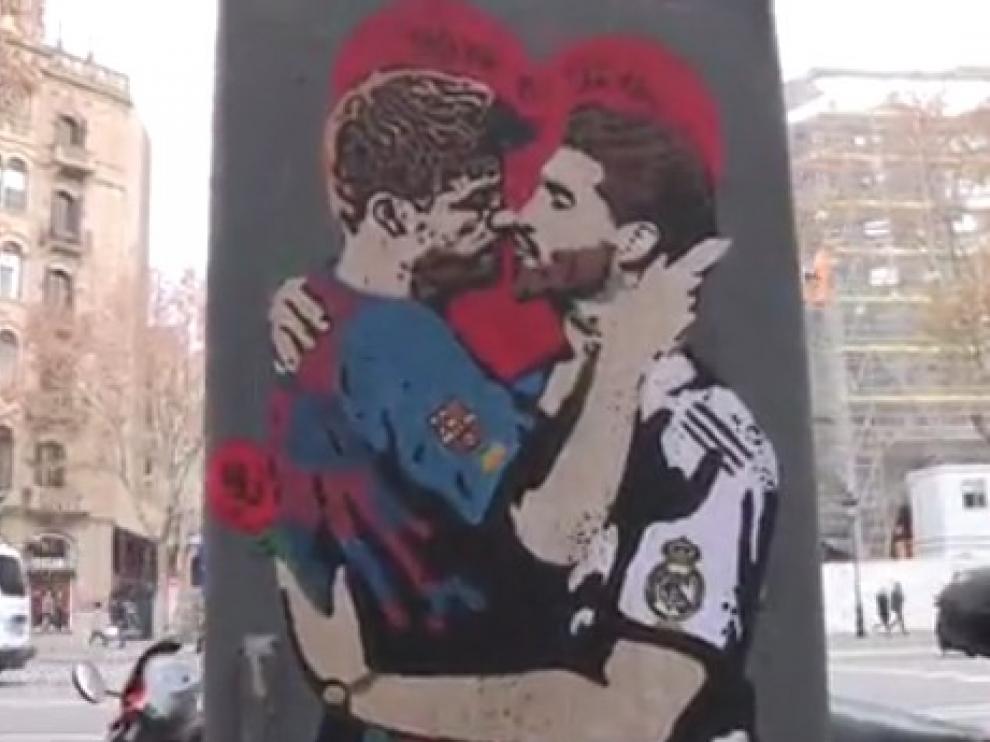 El grafiti de Piqué y Ramos