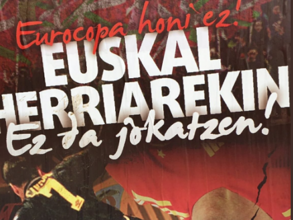 Cartel en contra de la Eurocopa en Bilbao.