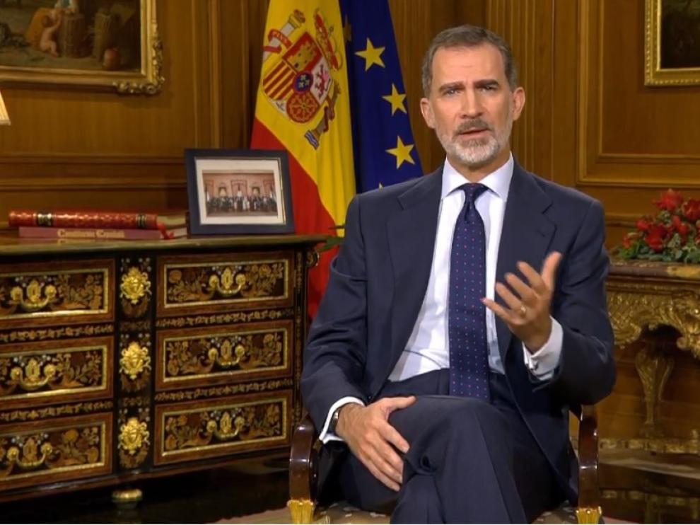 El rey, durante el mensaje de Nochebuena de 2019