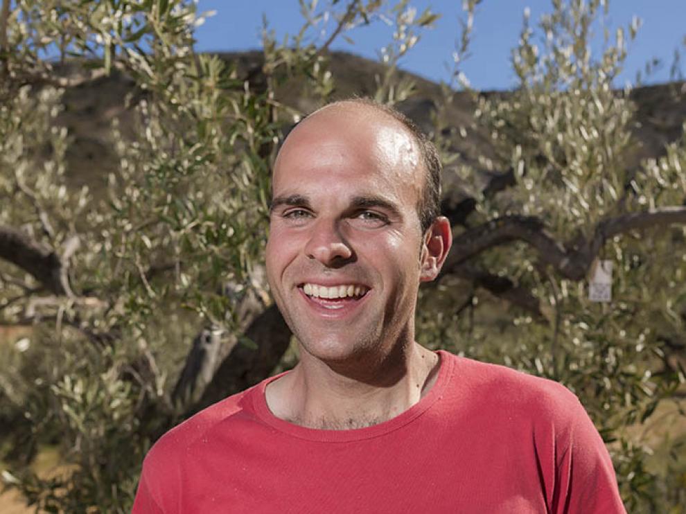 David Pradas, en el campo de olivos centenarios