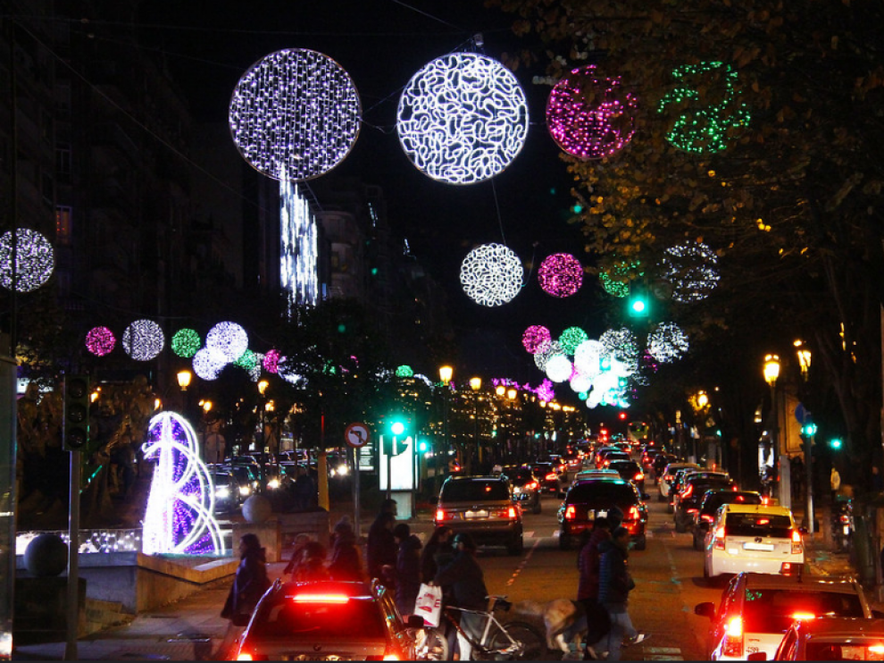 Imagen de archivo de las luces de Navidad de Vigo.