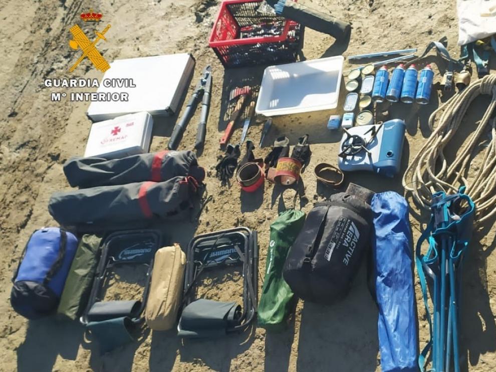 Objetos recuperados por la Guardia Civil de Huesca.