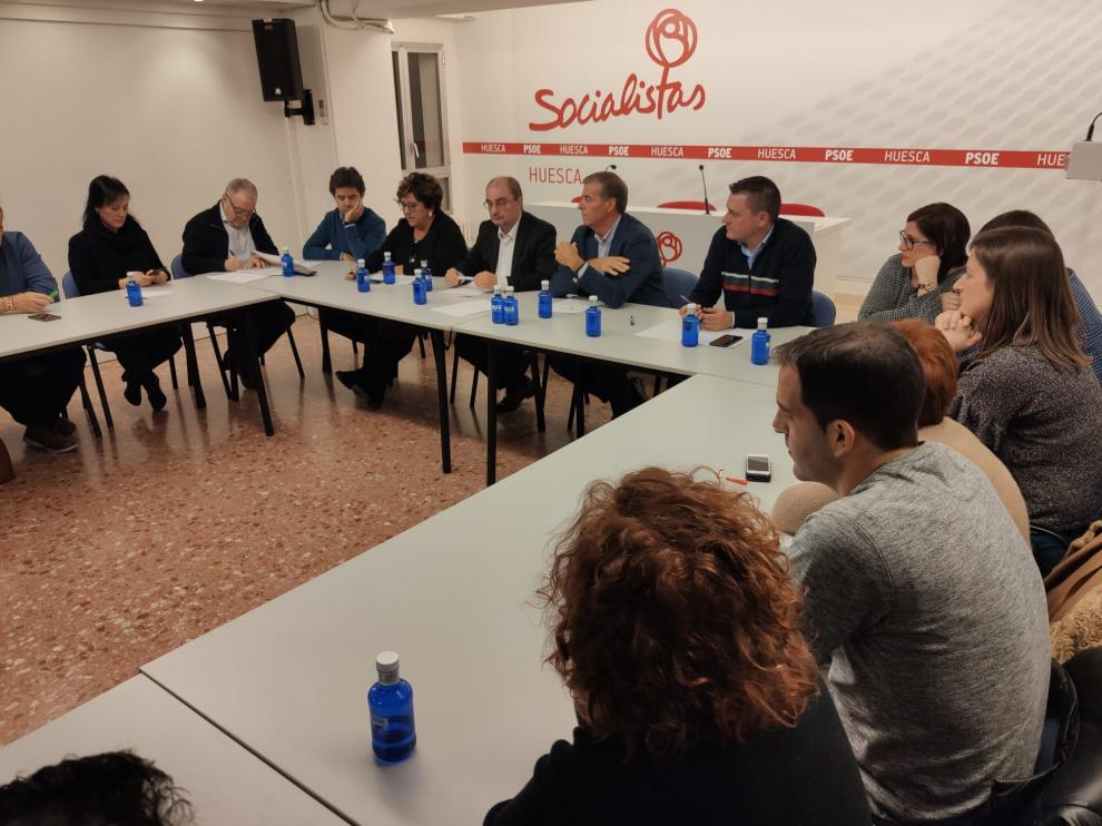 Lambán ha asistido este viernes a la Comisión Ejecutiva Provincial del PSOE en el Alto Aragón.
