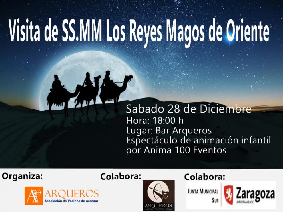 Cartel de la visita de los Reyes Magos a Arcosur.