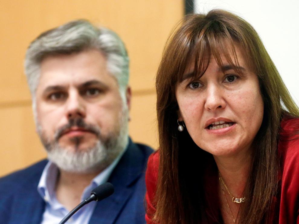 La portavoz de JxCat en el Congreso, Laura Borràs, este martes.