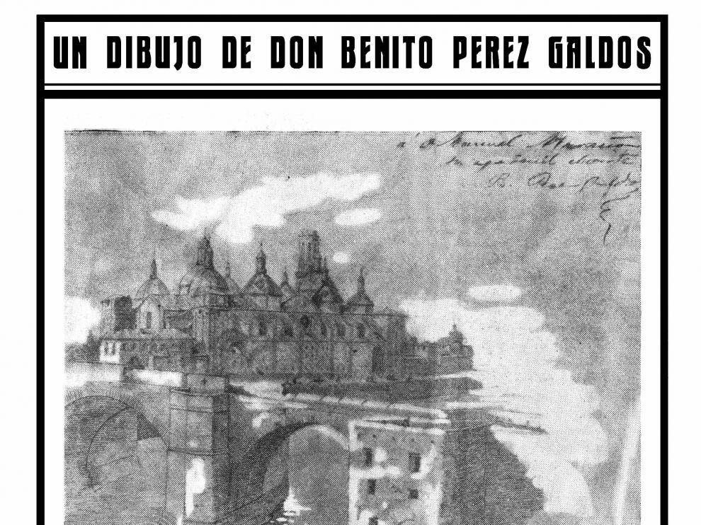 Dibujo de Benito Pérez Galdos publicado en Heraldo el 12 de octubre de 1926.