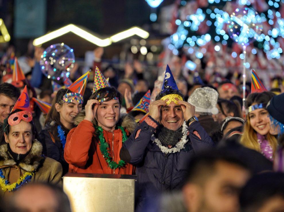 Nochevieja en la plaza del Pilar de Zaragoza.