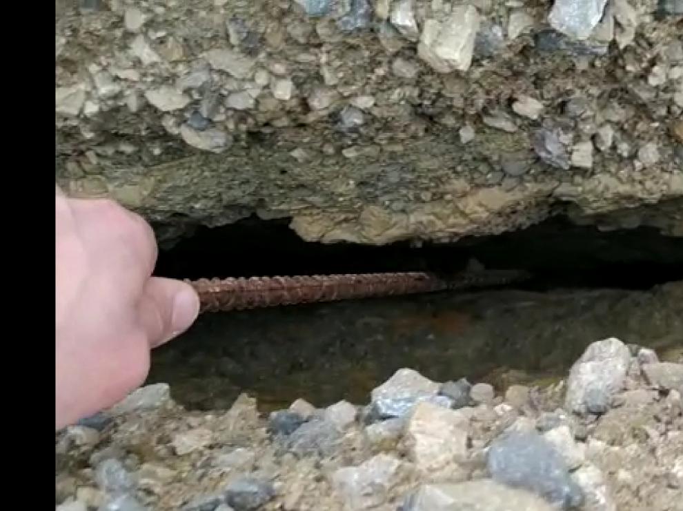 Grieta detectada en la ladera derecha de Yesa
