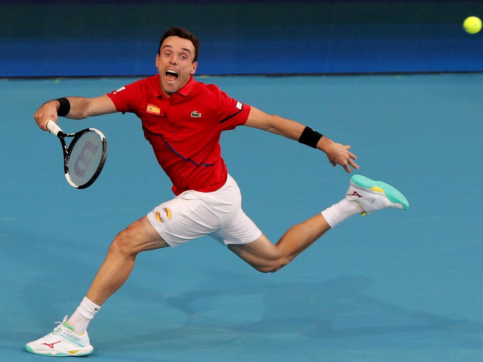 Roberto Bautista, en un momento del partido contra Aleksandre Metreveli en la Copa ATP, que se disputa en el RAC Arena de Perth, Australia