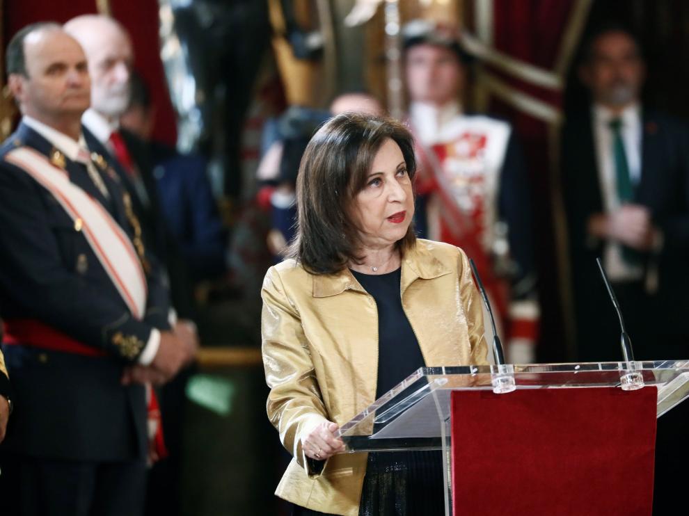 La ministra de Defensa en funciones durante su intervención este lunes en la Pascua Militar.