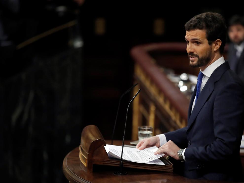 Pablo Casado, en la segunda sesión de investidura de Pedro Sánchez