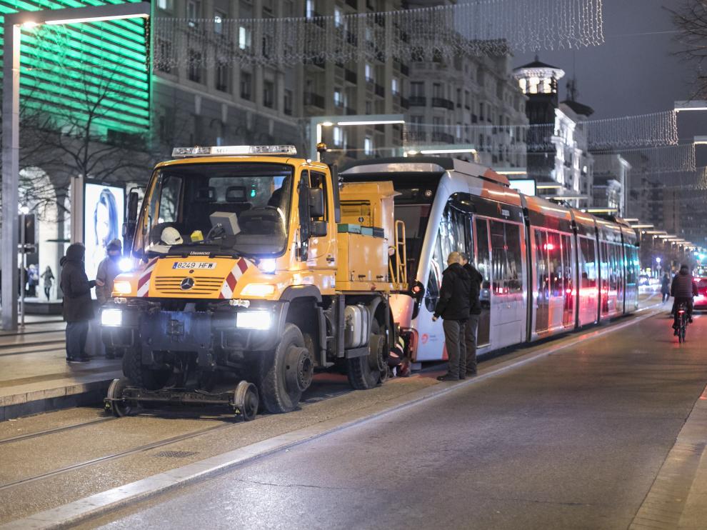 Avería del tranvía en el centro de Zaragoza
