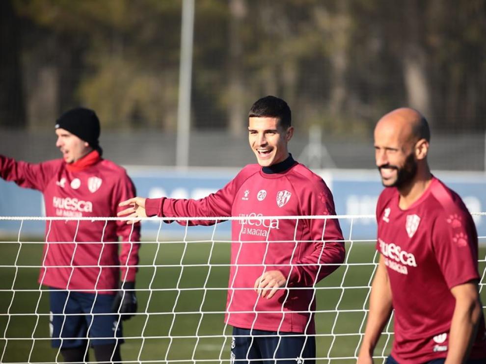 Jaime Seoane, durante el entrenamiento de este jueves.