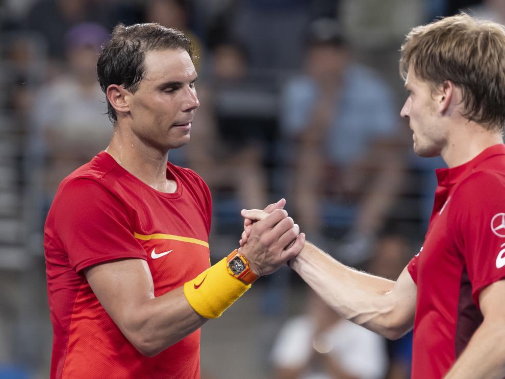 Nadal y Goffin en el encuentro de este viernes.