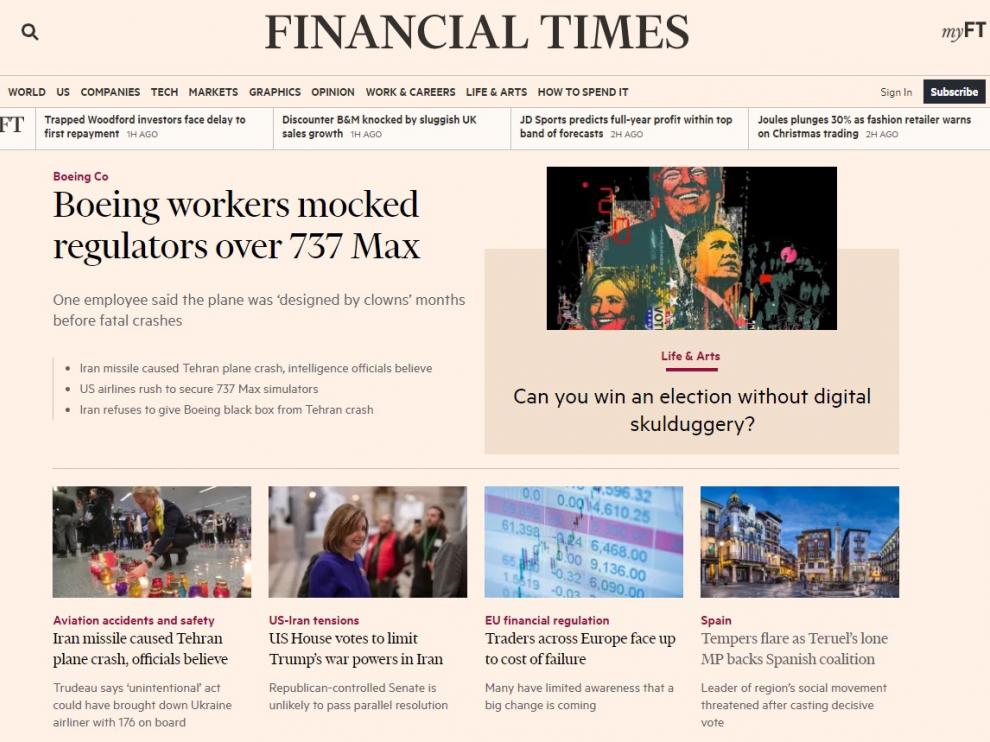 Teruel Existe en la portada del 'Finantial Times'