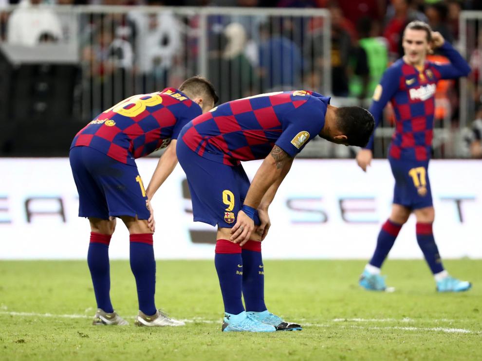Luis Suárez, en el partido de la Supercopa de España contra el Atlético de Madrid en Arabia.