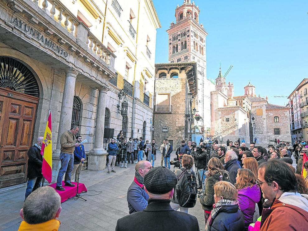 Ortega Smith fue el encargado de leer el manifiesto de la campaña ‘España existe’ en Teruel.