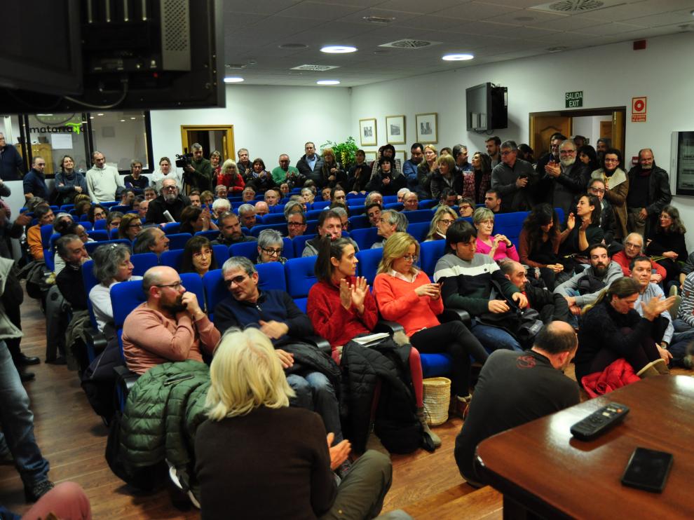 Asamblea contra los parques eólicos celebrada recientemente en la sede de la Comarca del Matarraña.