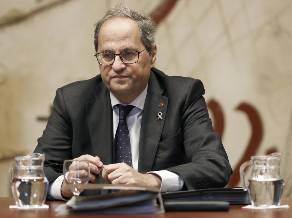 Quim Torra en la reunión celebrada este miércoles con partidos y entidades soberanistas