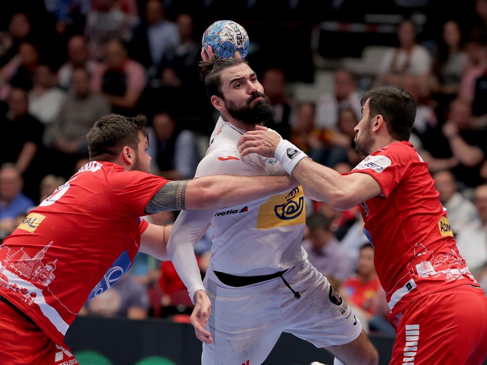 El español Jorque Maqueda, en un momento del partido disputado contra Austria
