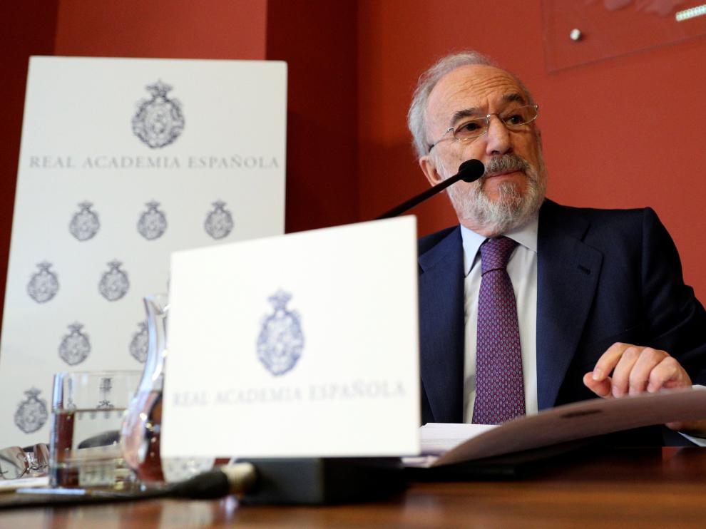 El director de la RAE, Santiago Muñoz Machado, este lunes en rueda de prensa en Madrid.