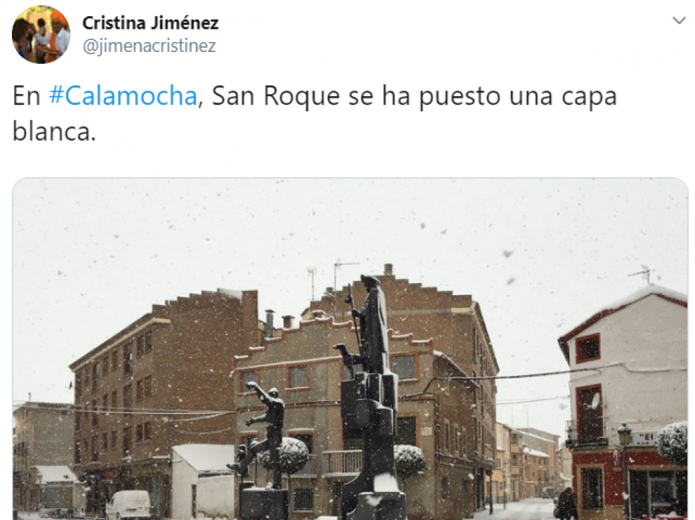 Las redes se llenan de fotos y vídeos de las nevadas en Aragón por la borrasca Gloria