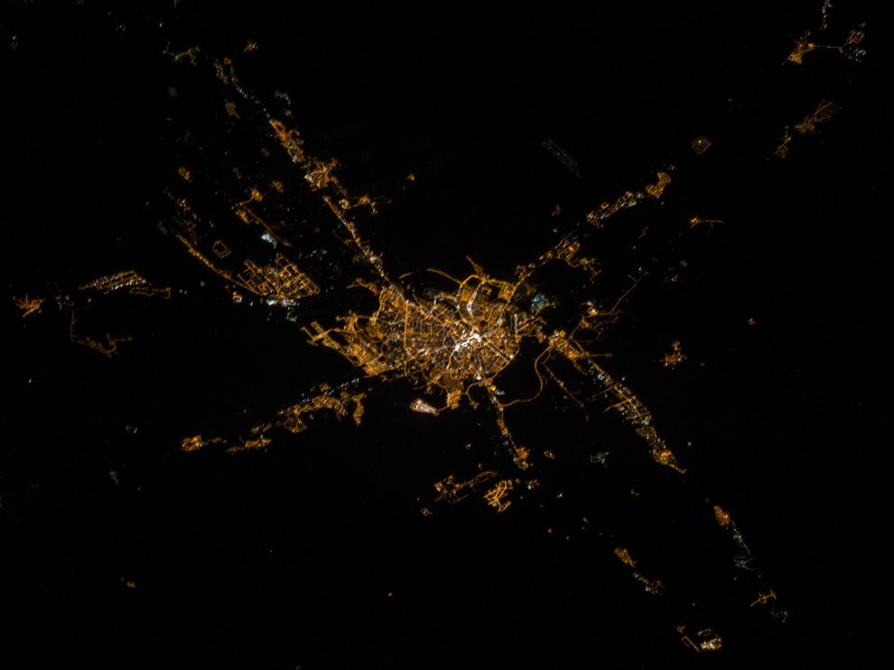 Zaragoza vista desde la Estación Espacial Internacional.