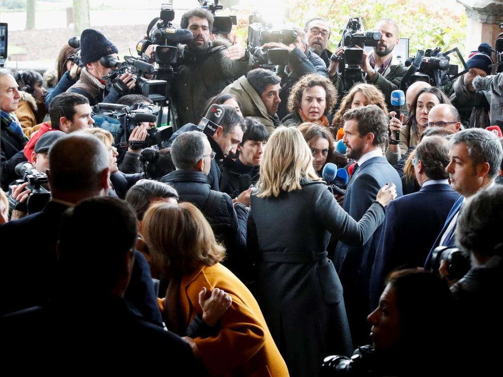 Pablo Casado, hoy en San Sebastián, donde ha acudido a la inauguración de la exposición dedicada a la figura de Gregorio Ordóñez