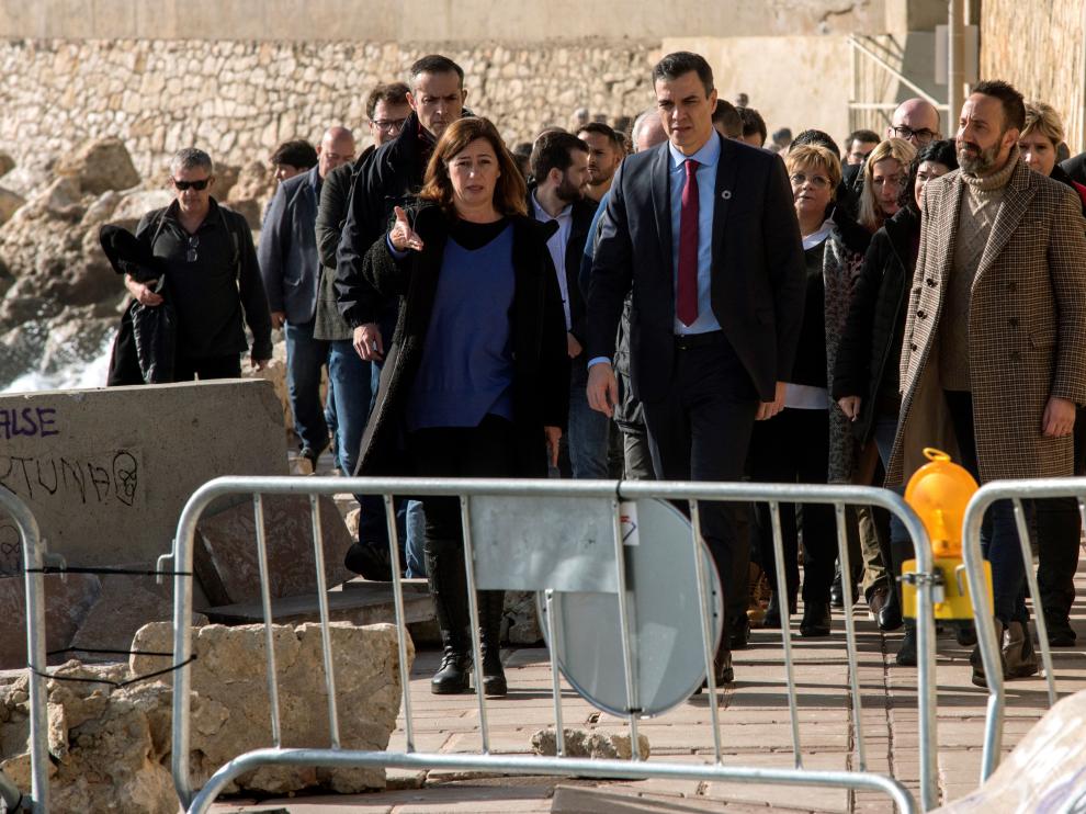 Pedro Sánchez comprobando los efectos de la borrasca en Baleares.