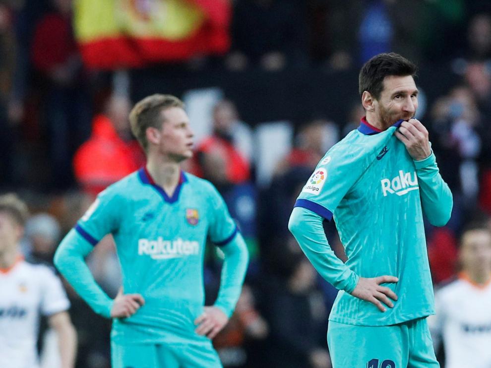 Messi, contrariado tras perder el Barça ante el Valencia