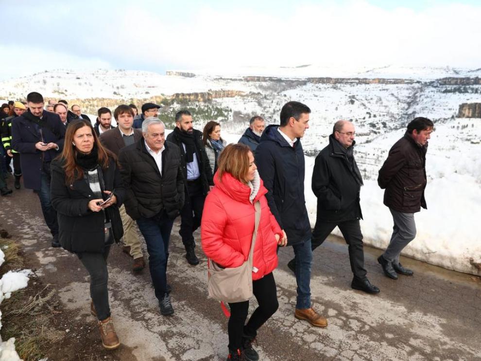 Pedro Sánchez comprueba los daños provocados Aragón por Gloria.