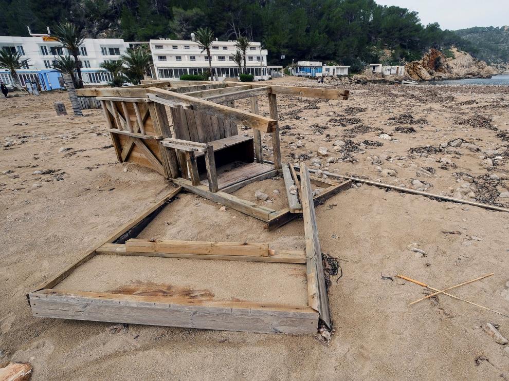 Una de las zonas más afectadas por el temporal en Ibiza.