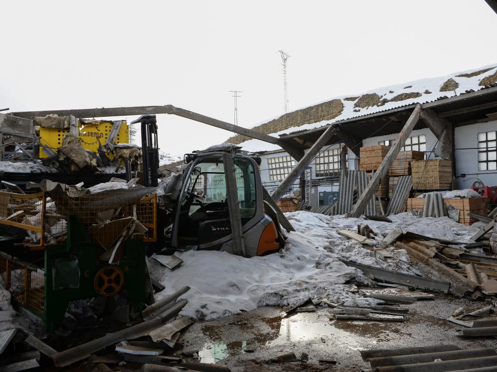 El aserradero de Cantavieja, completamente destruido tras el paso de la borrasca Gloria