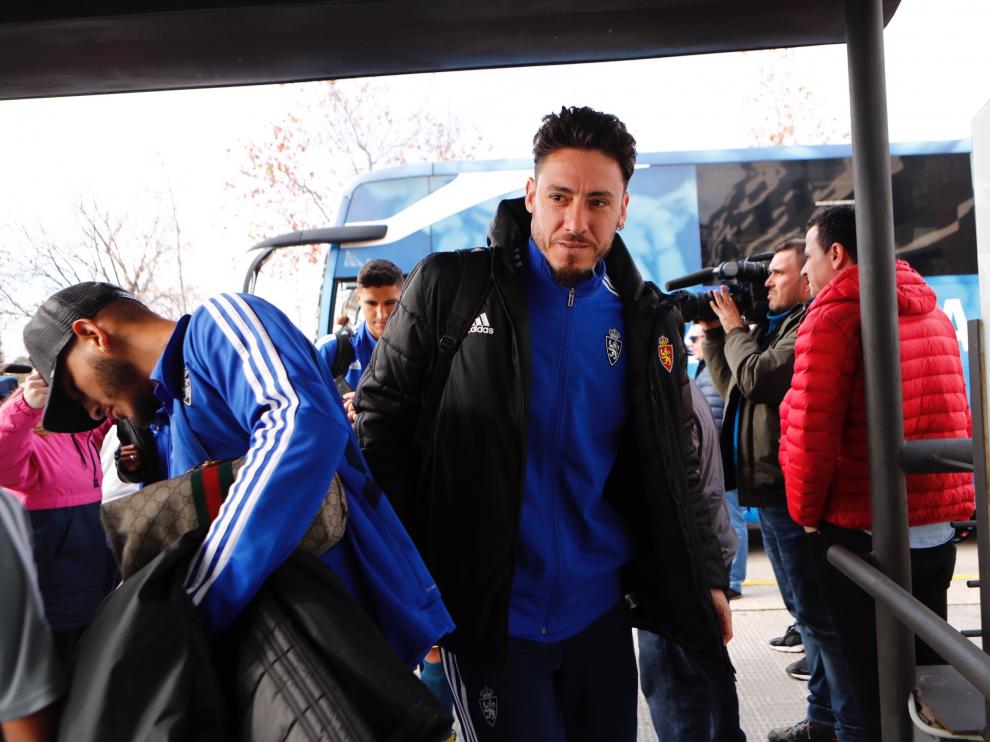 Llegada del Real Zaragoza al hotel de concentración, a las 14.00 de este miércoles.