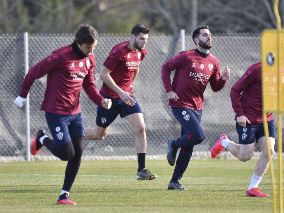 Imagen del entrenamiento del miércoles realizado por la SD Huesca