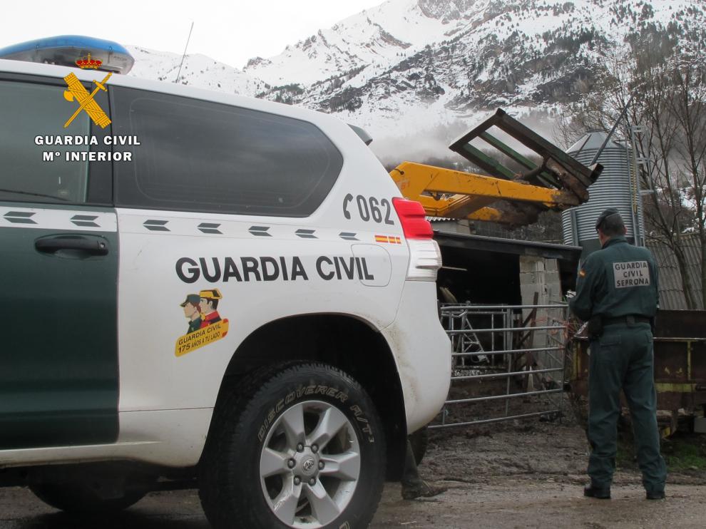 Actuación de la Guardia Civil en la finca ganadera