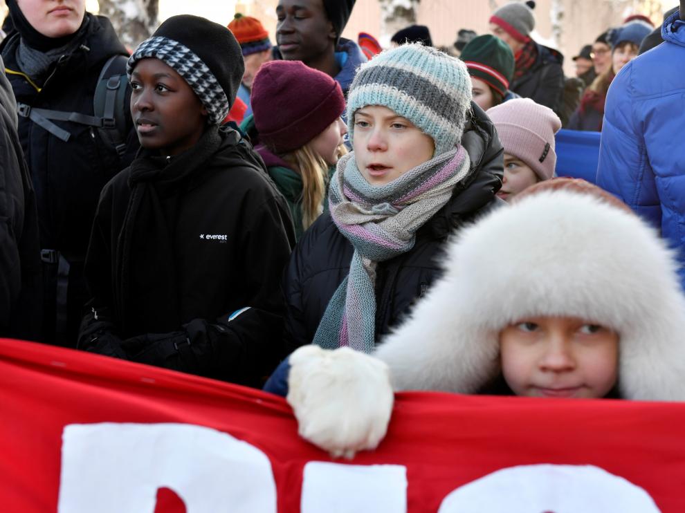 Huelga contra el cambio climático en Suecia a la que ha asistido Greta Thunberg