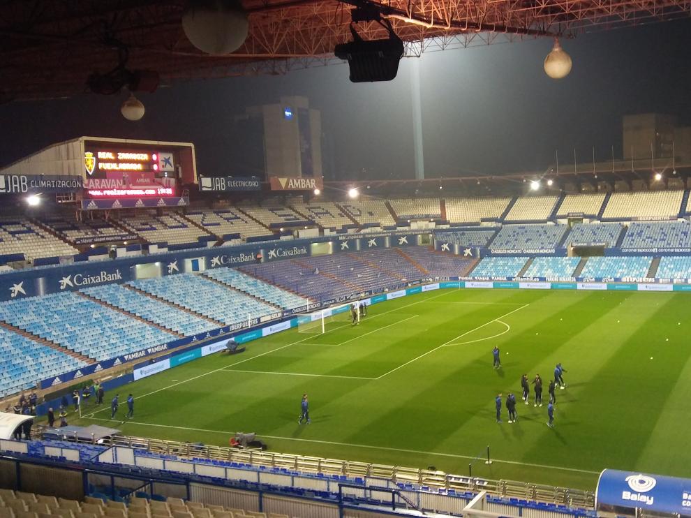 La Romareda, antes del comienzo del Real Zaragoza - Fuenlabrada