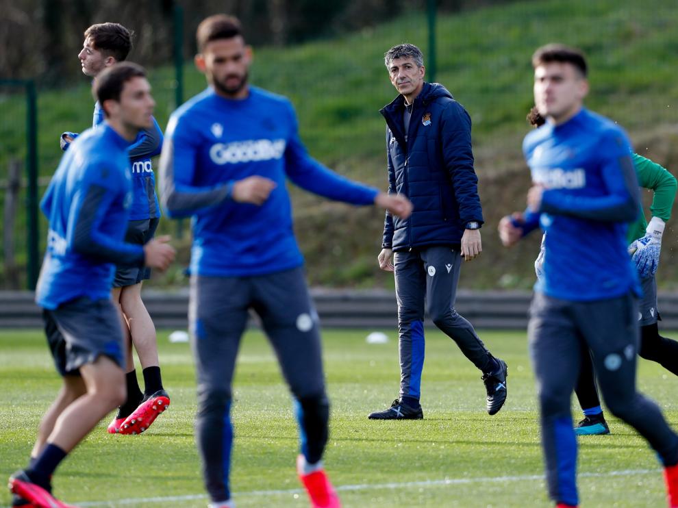 Entrenamiento de la Real Sociedad en las víspera de la semifinal de Copa del Rey.