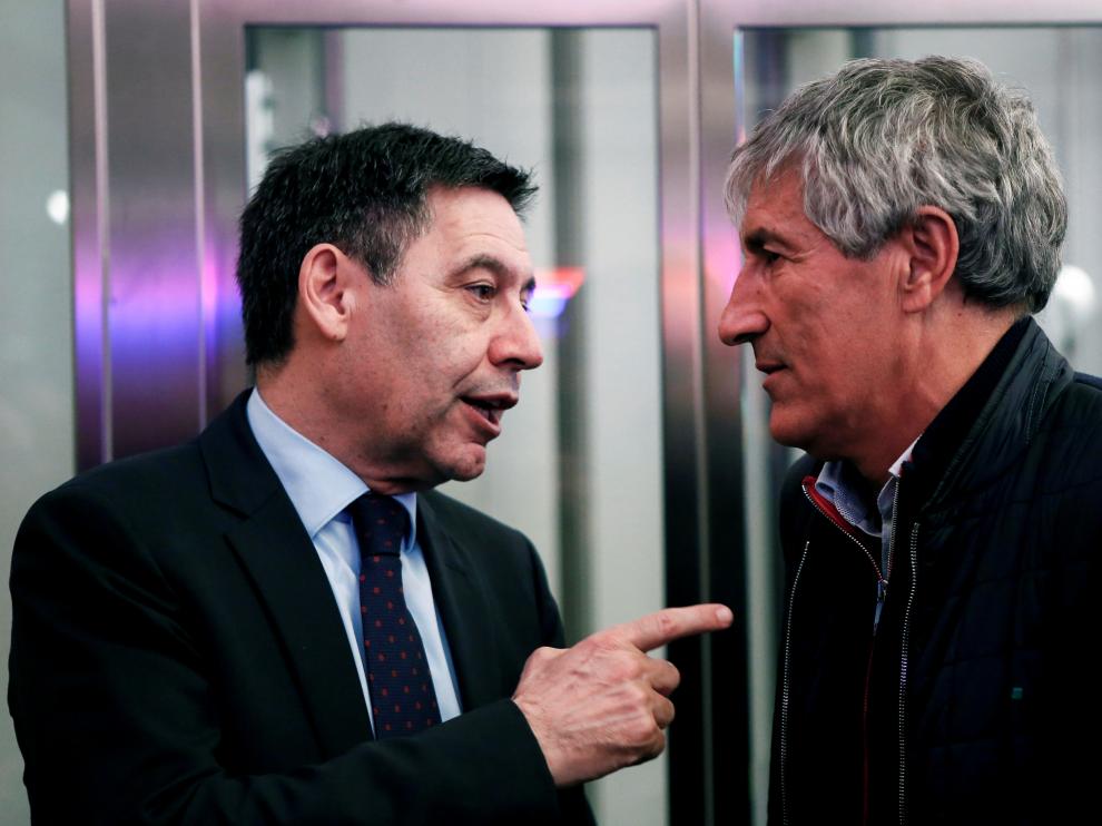 Bartomeu y el técnico del primer equipo este viernes.