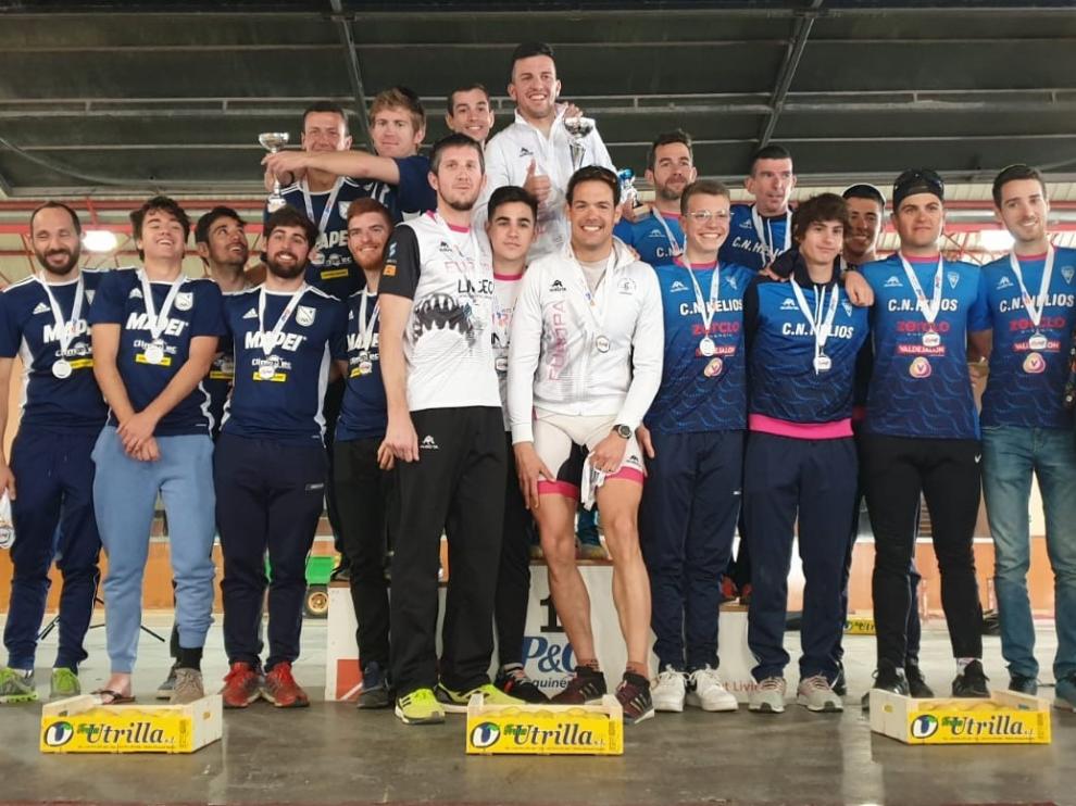 Podio masculino del VIII Duatlón de Fraga