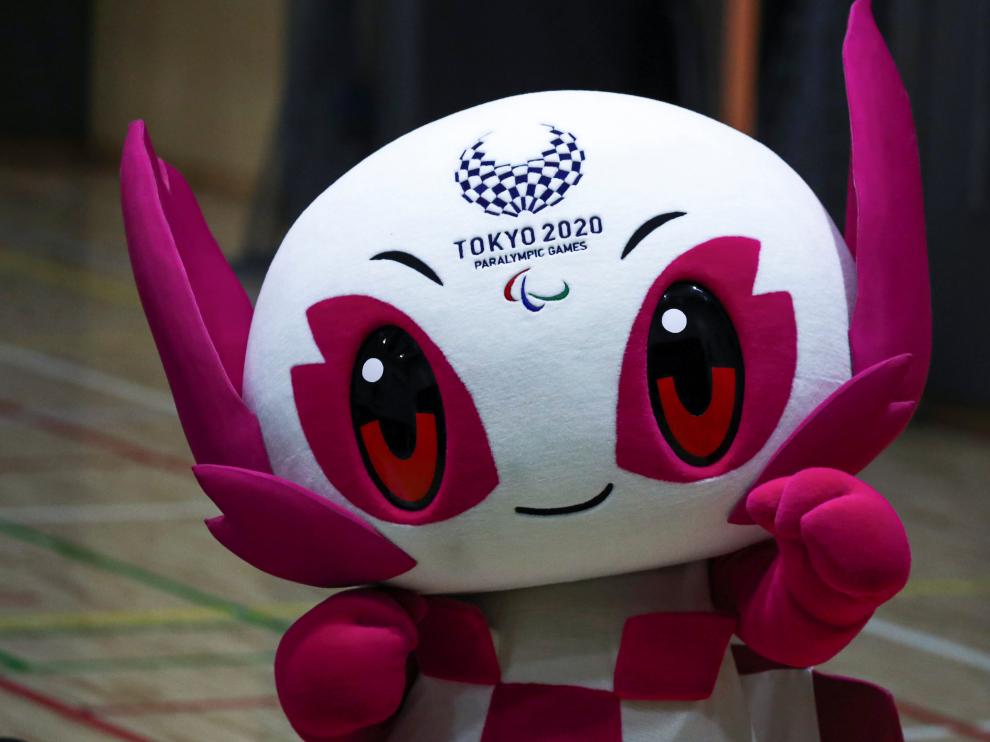 Tokyo 2020 Paralympic Games Mascot Someity is seen during an event Six Months to go until Tokyo 2020 Paralympic Games in Tokyo