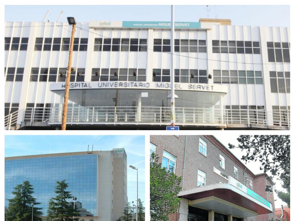 Los hospitales Miguel Servet (Zaragoza), San Jorge (Huesca) y Obispo Polanco (Teruel)