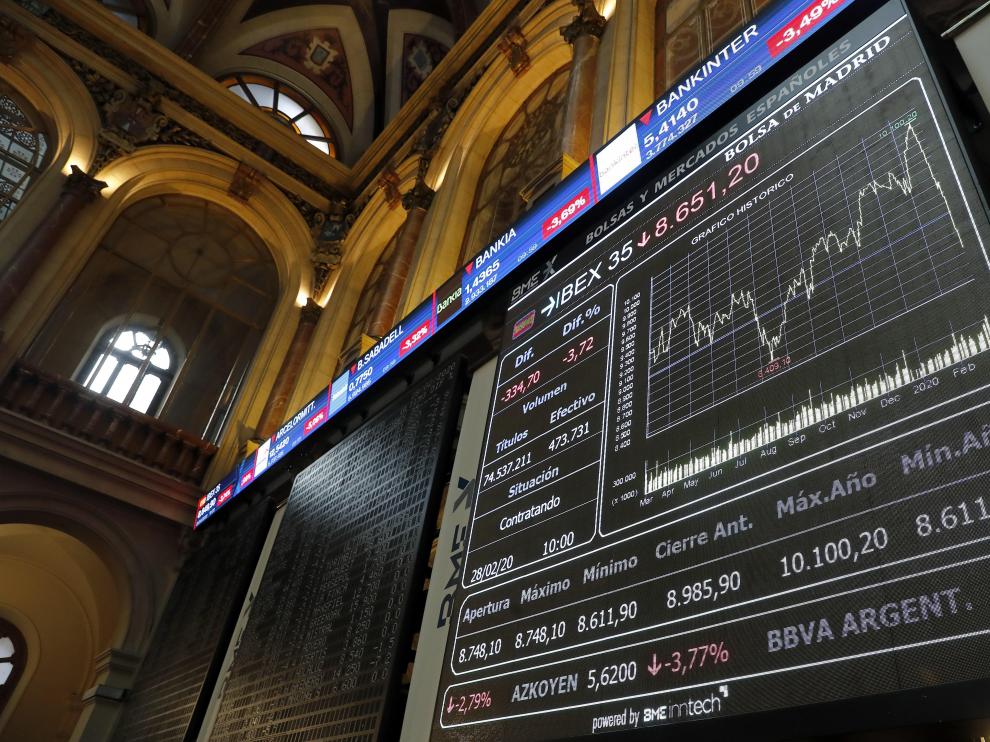 La Bolsa española mantiene fuertes pérdidas del 3 % tras la apertura