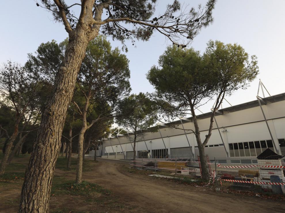 Zona de obras del estadio El Alcoraz.