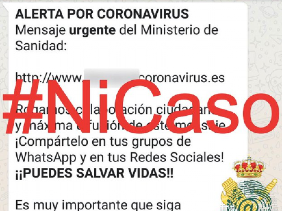 Mensaje enviado por la Guardia Civil